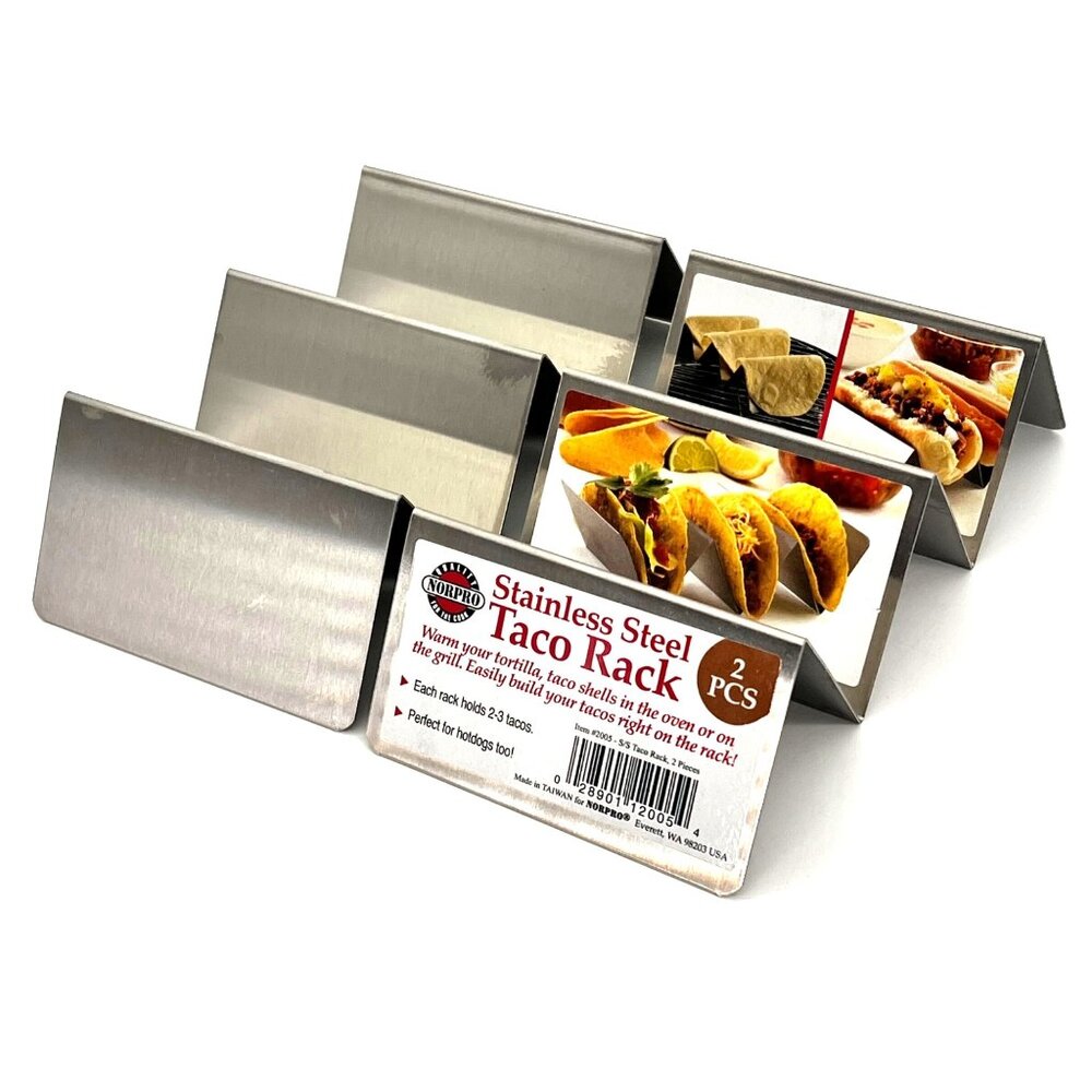 Norpro Stainless Steel Taco Rack Tortilla Hot Dog Oven & Grill Safe Hold up to 6